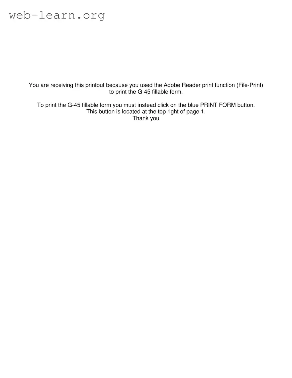 Blank Hawaii G 45 Form