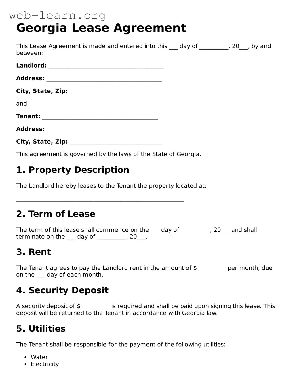 Attorney-Approved Lease Agreement Document for the State of Georgia