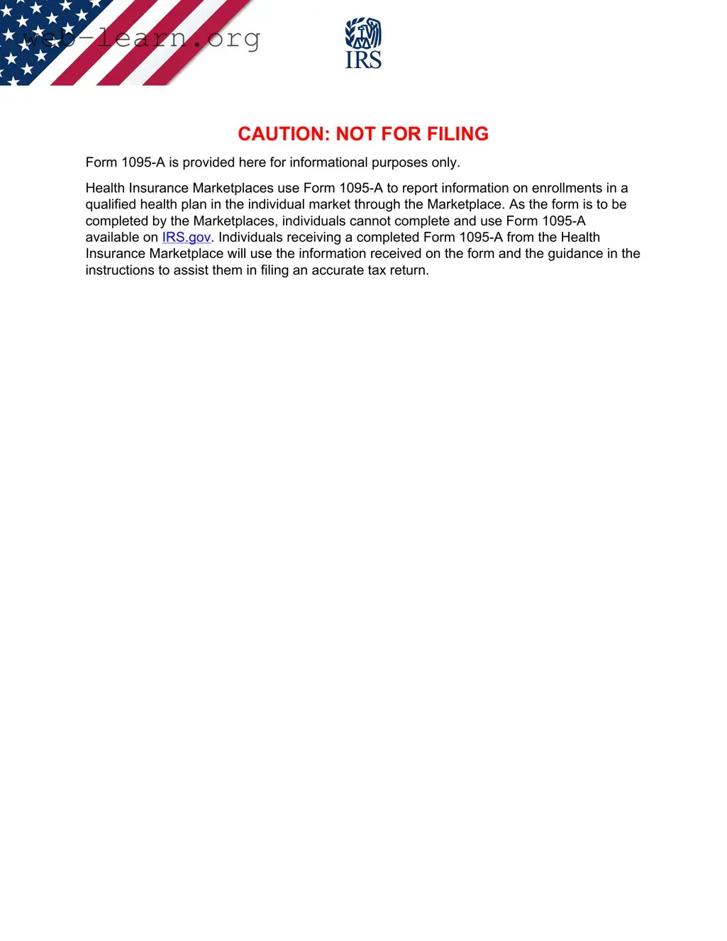 Blank IRS 1095-A Form