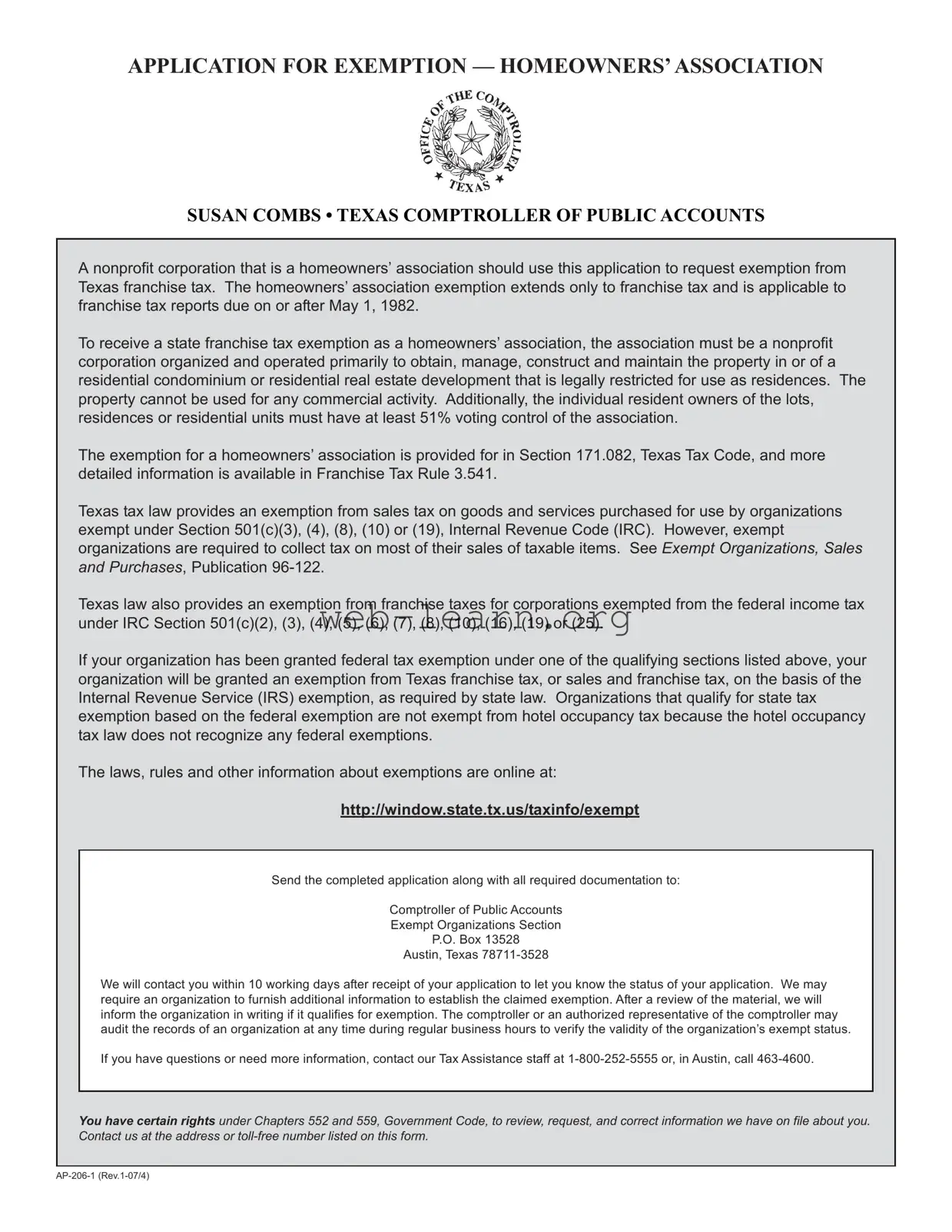 Blank Texas Ap 206 Form