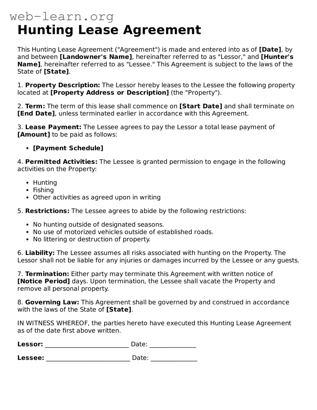Attorney-Approved Hunting Lease Agreement Template