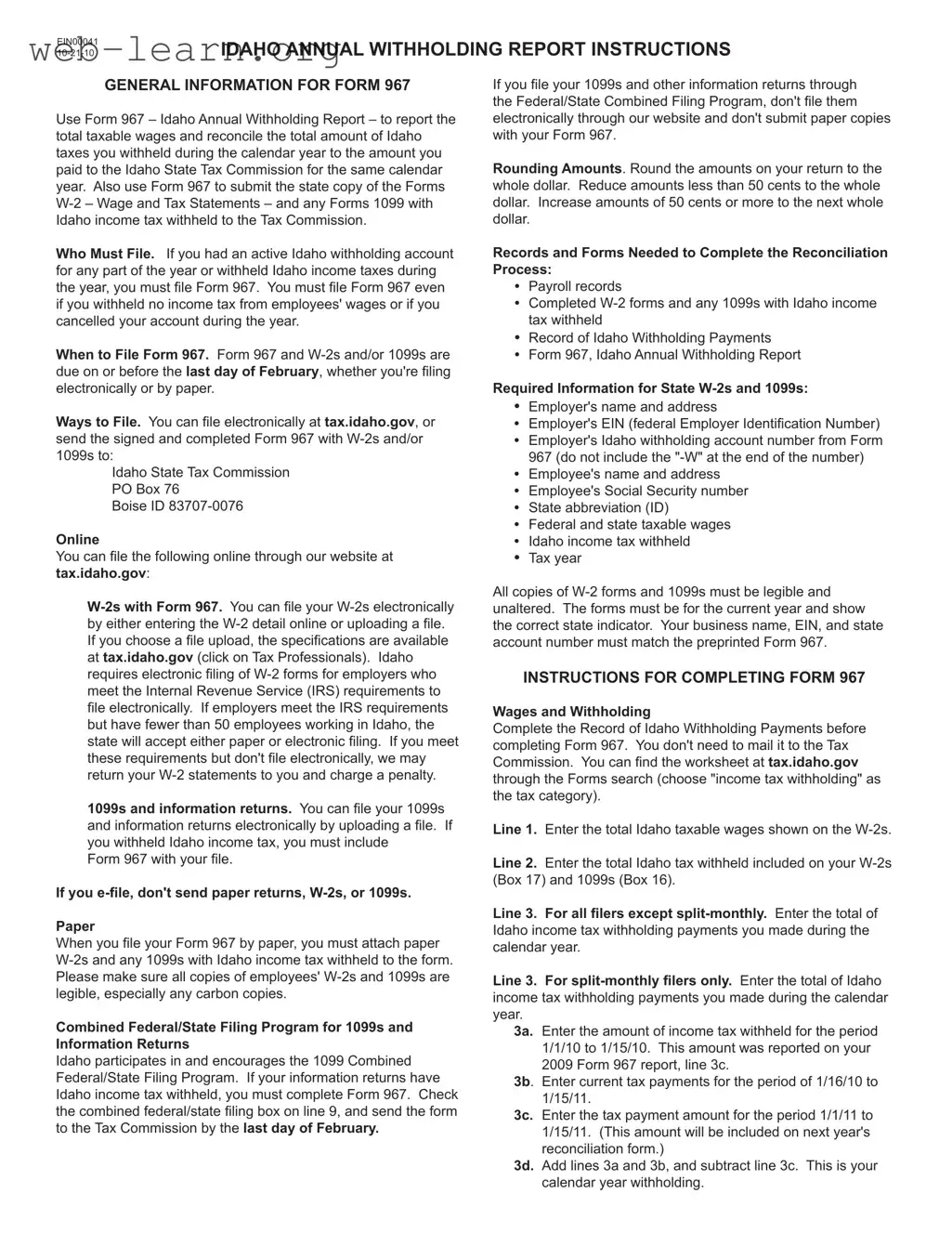 Blank Idaho 967 Form