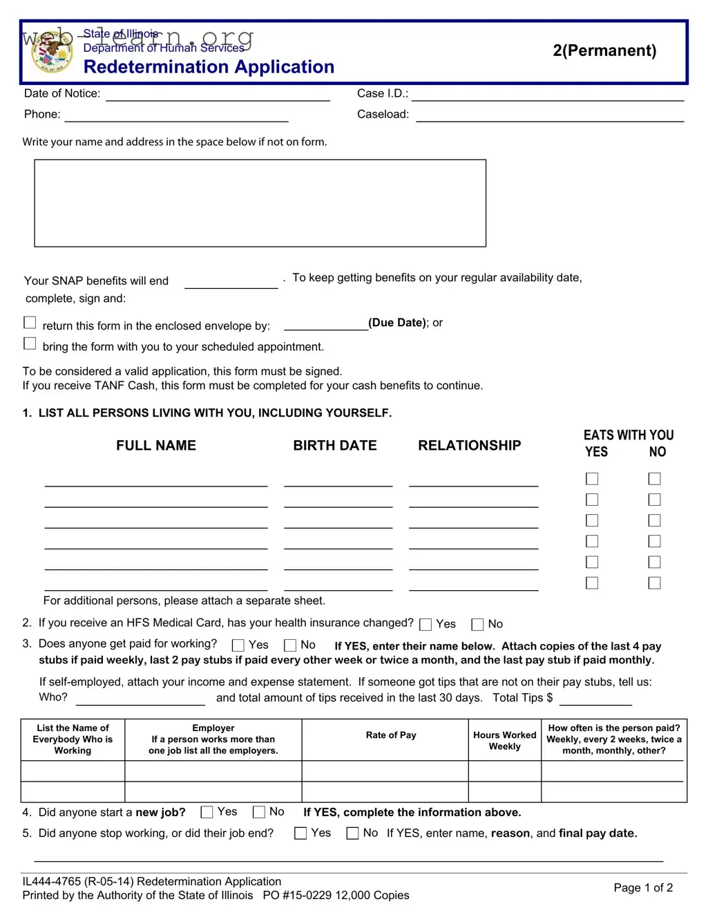 Blank Link Illinois Redetermination Form