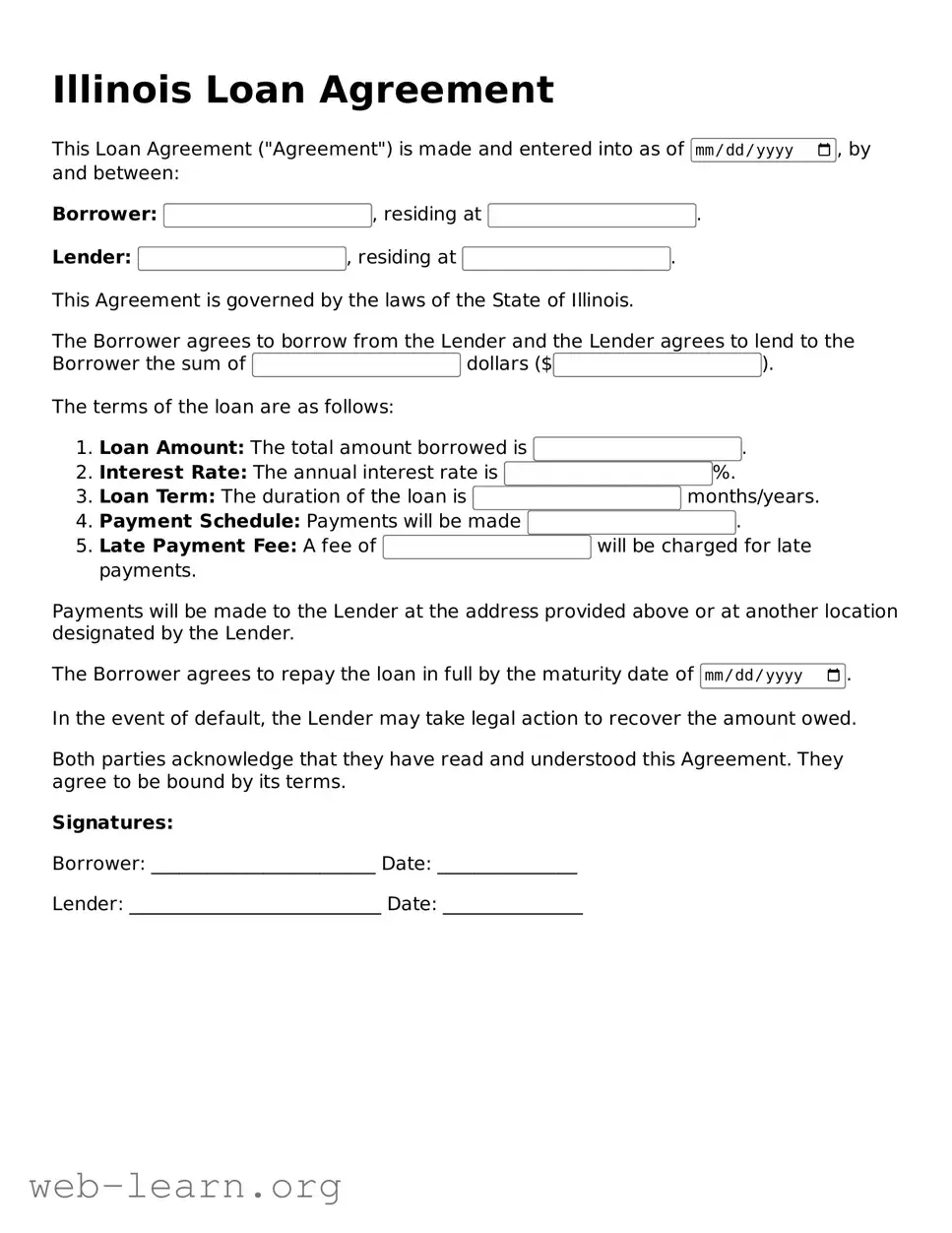 Attorney-Approved Loan Agreement Document for the State of Illinois