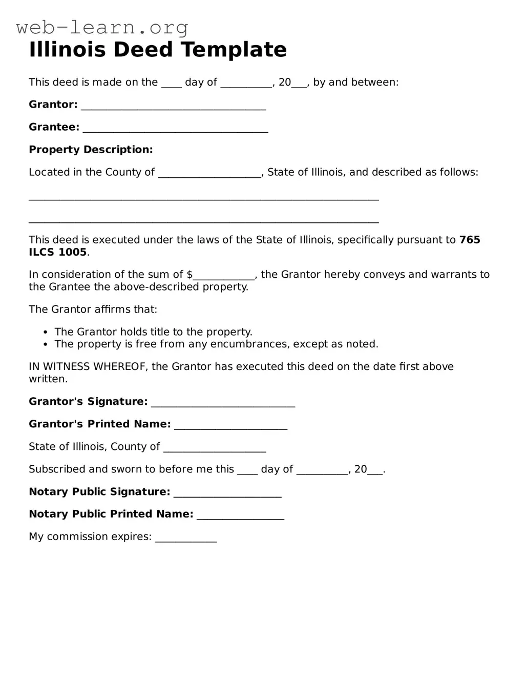 Attorney-Approved Deed Document for the State of Illinois