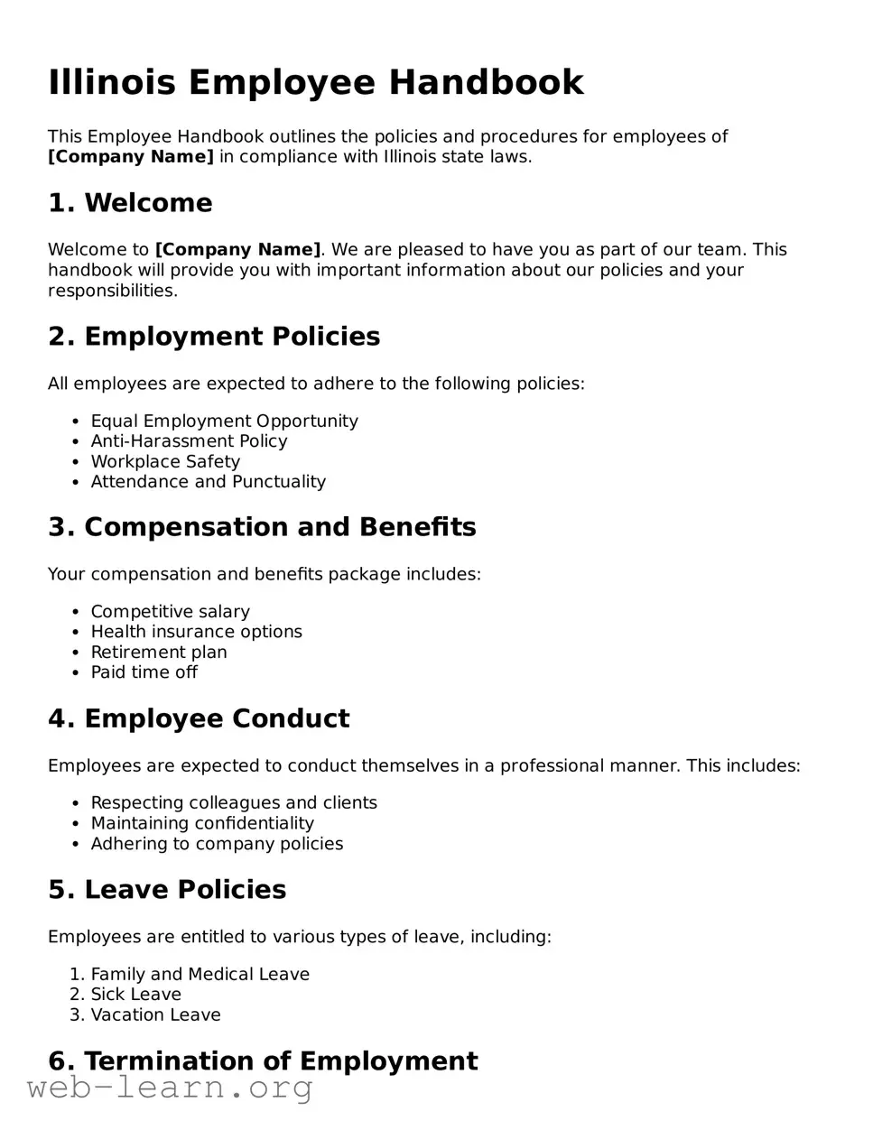 Attorney-Approved Employee Handbook Document for the State of Illinois