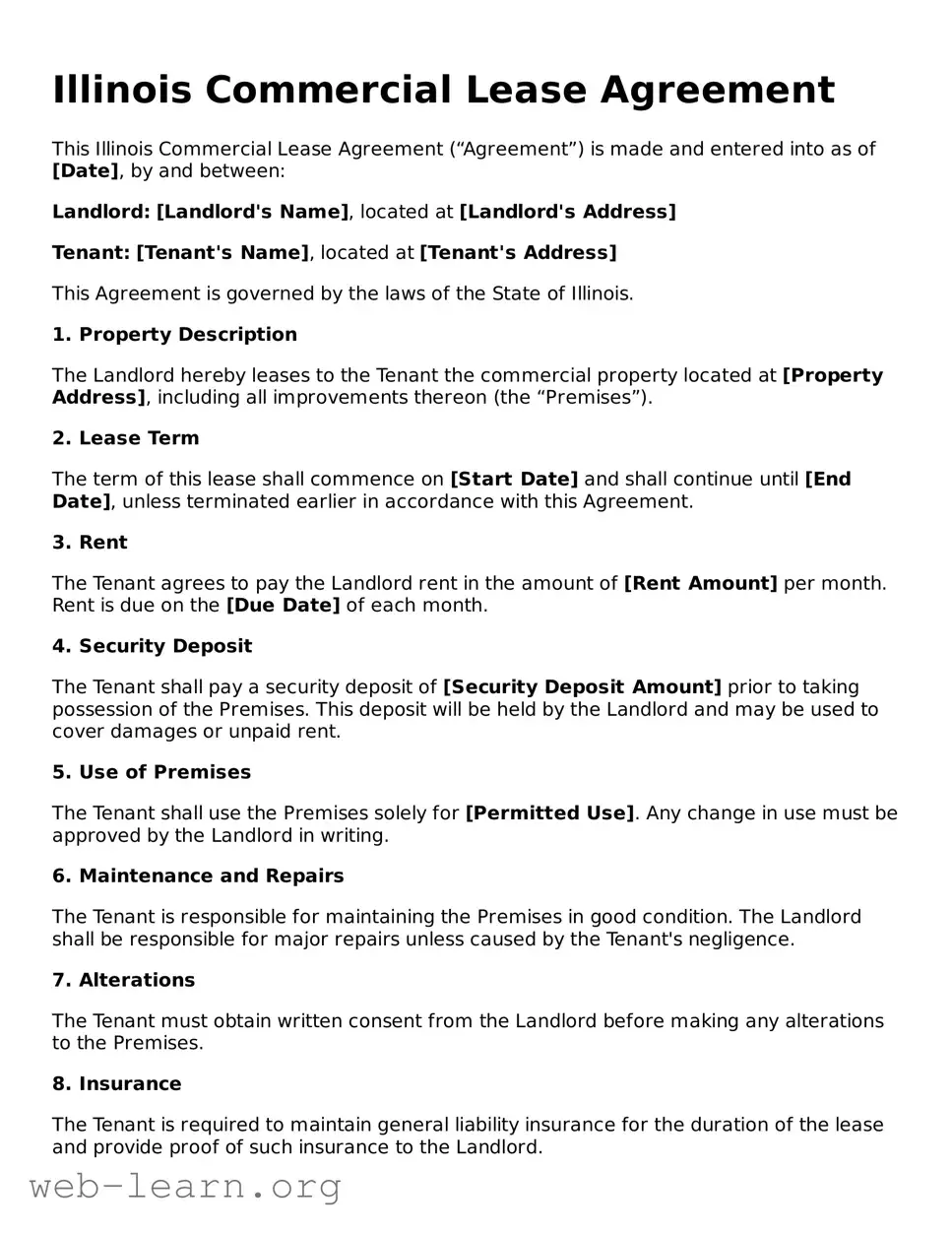 Attorney-Approved Commercial Lease Agreement Document for the State of Illinois