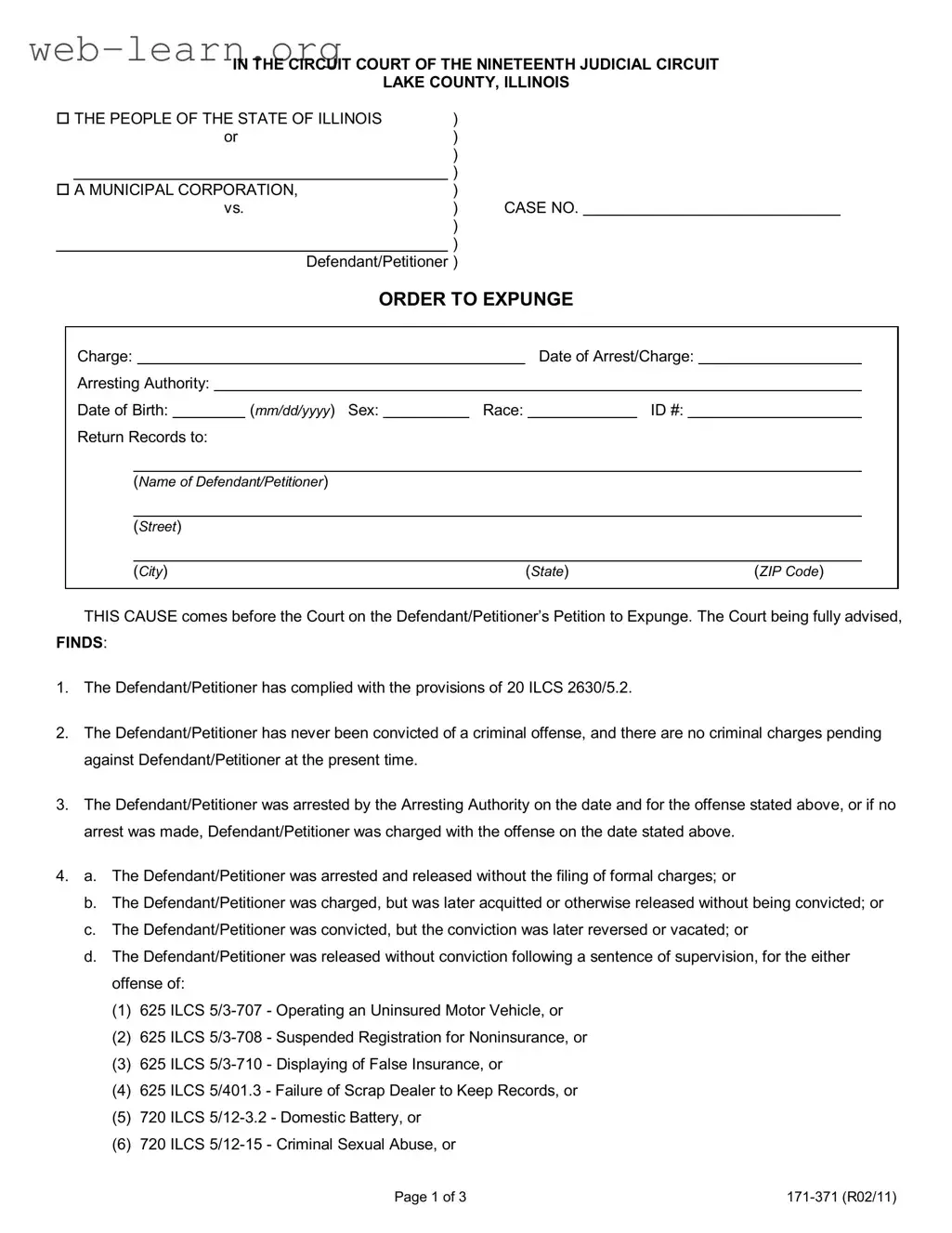 Blank Illinois 171 371 Form