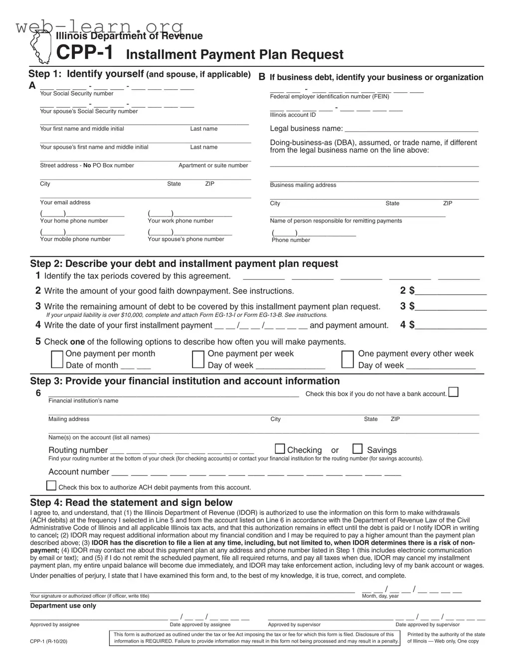 Blank Illinois Cpp 1 Form