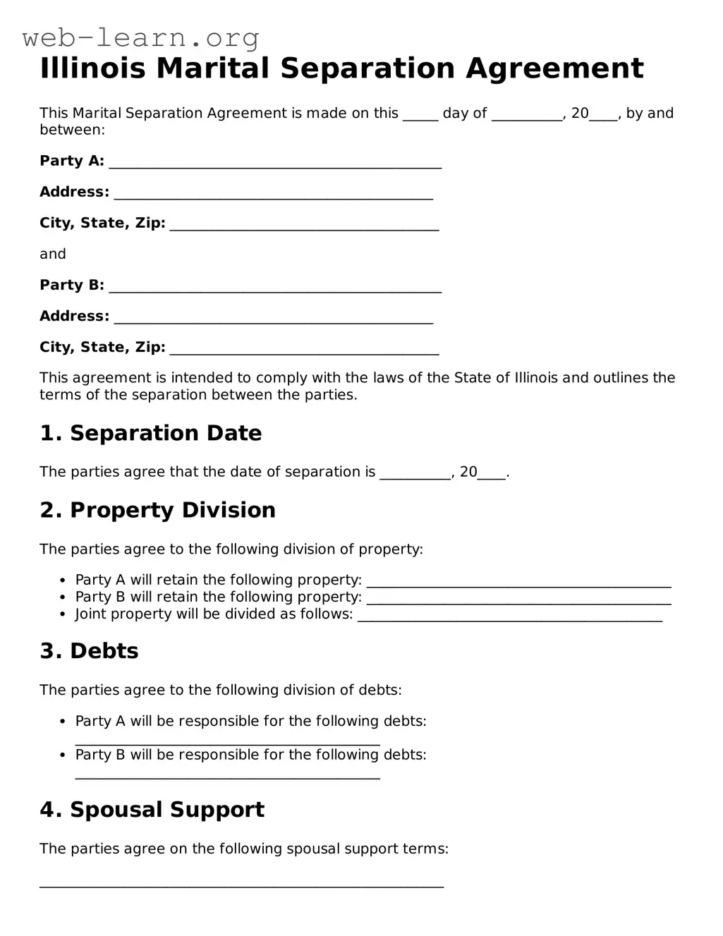 Attorney-Approved Marital Separation Agreement Document for the State of Illinois