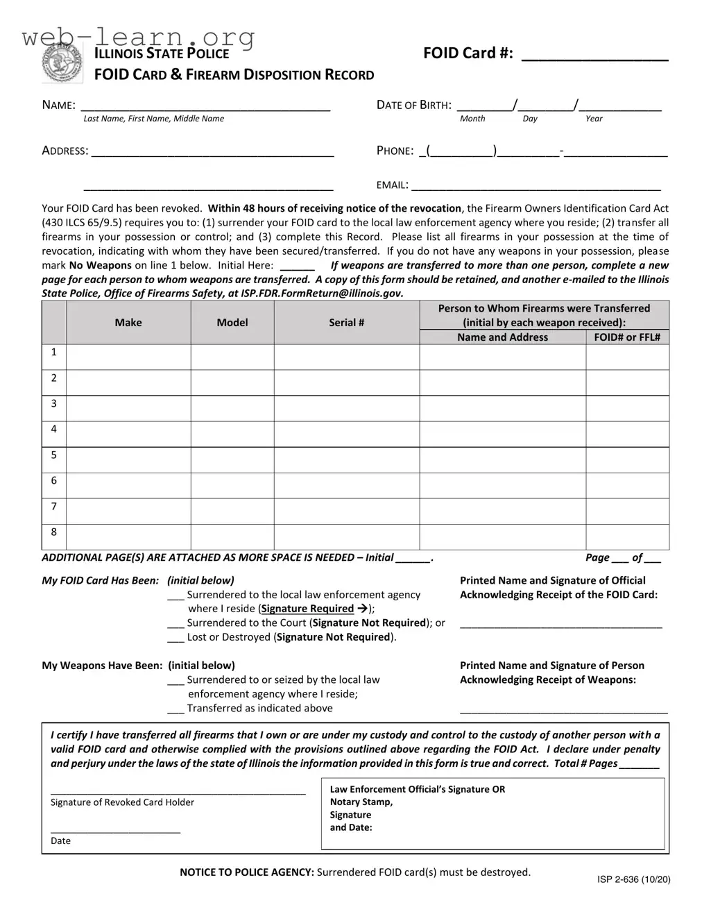 Blank Illinois Disposition Form