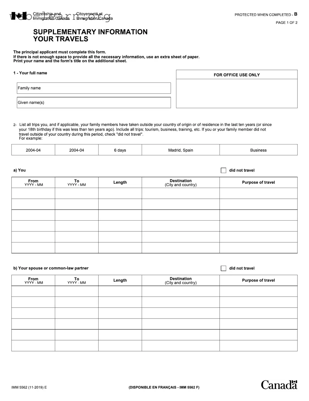 Blank Imm 5562 Form
