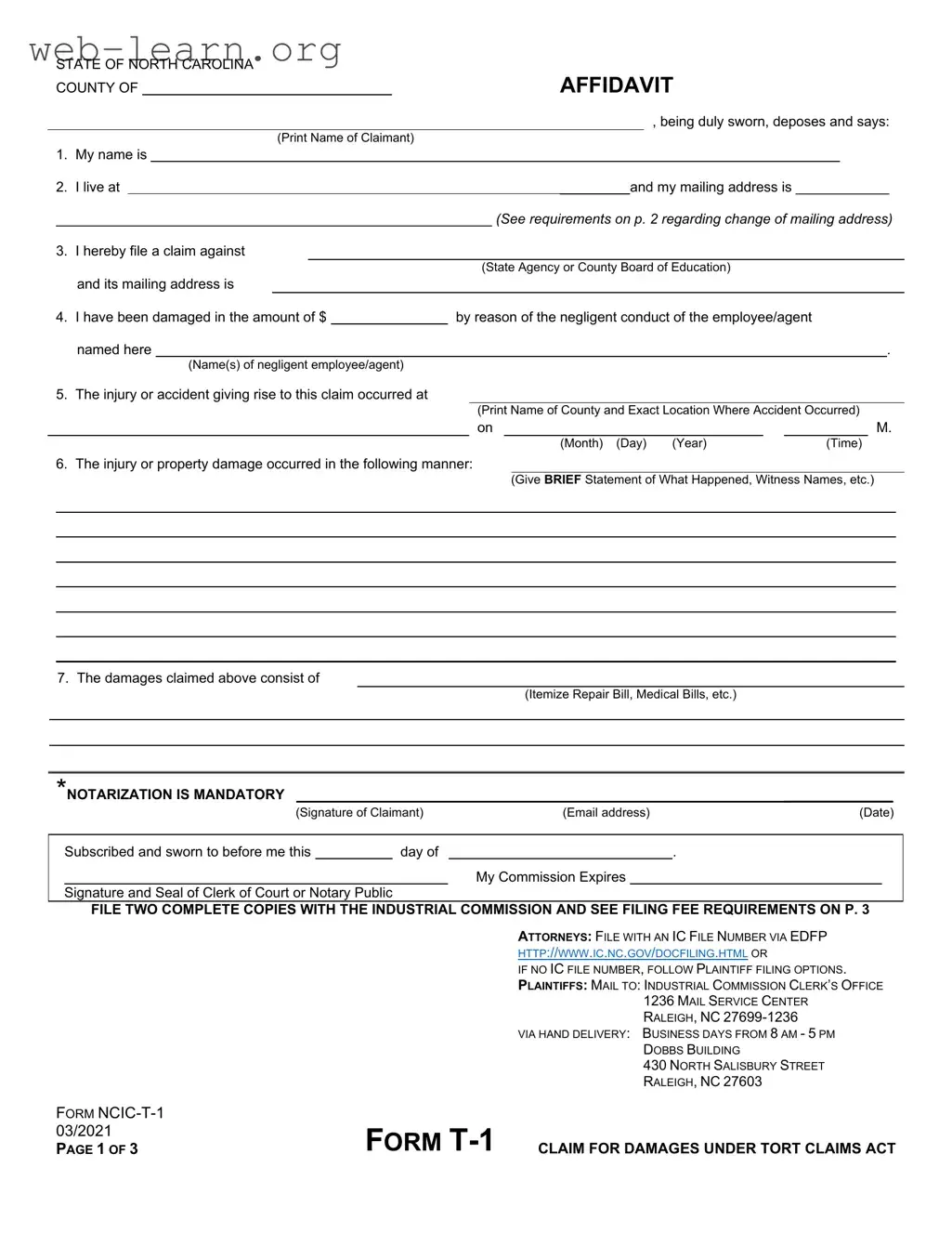Blank Arizona Tort Claim Form