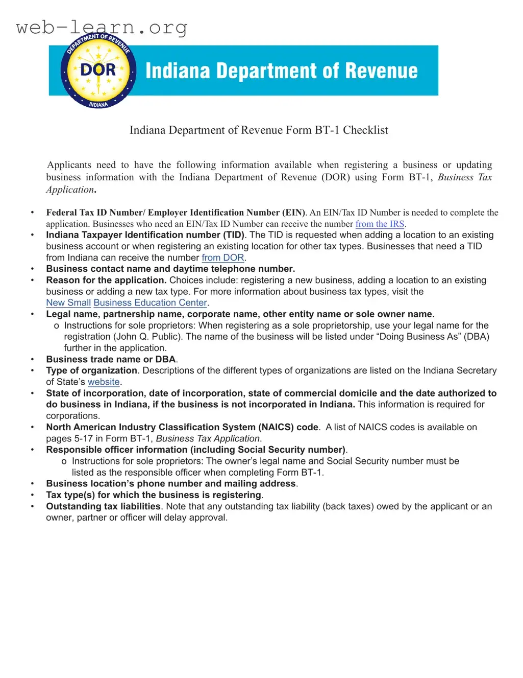 Blank Bt 1 Indiana Form