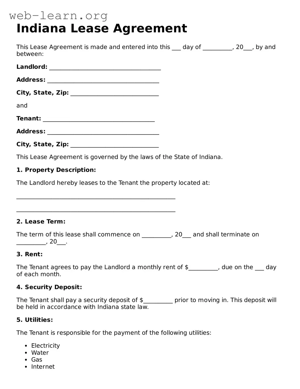 Attorney-Approved Lease Agreement Document for the State of Indiana