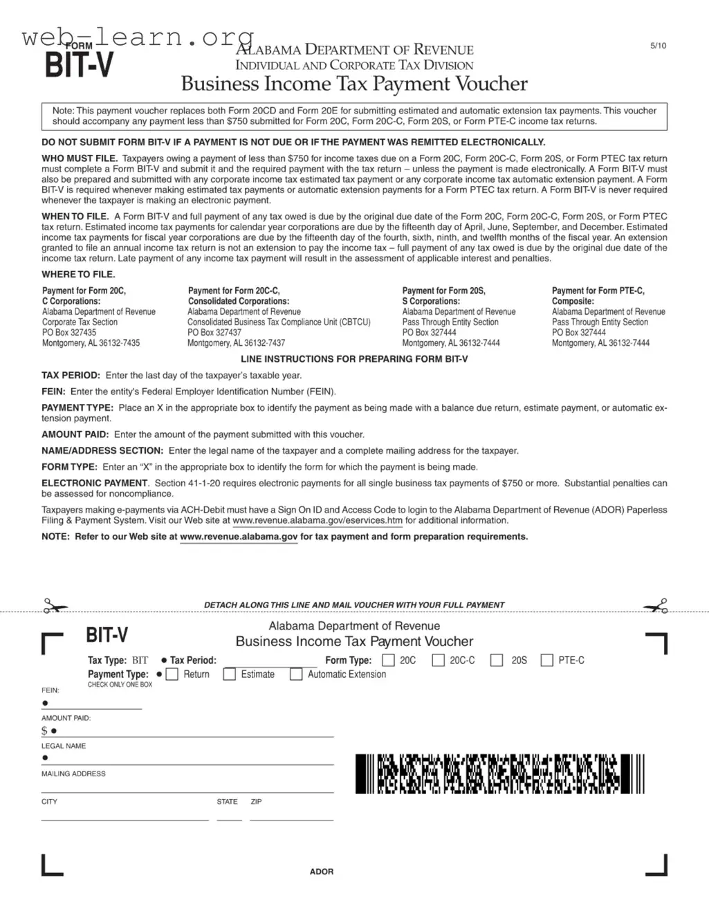 Blank Bit V Alabama Form