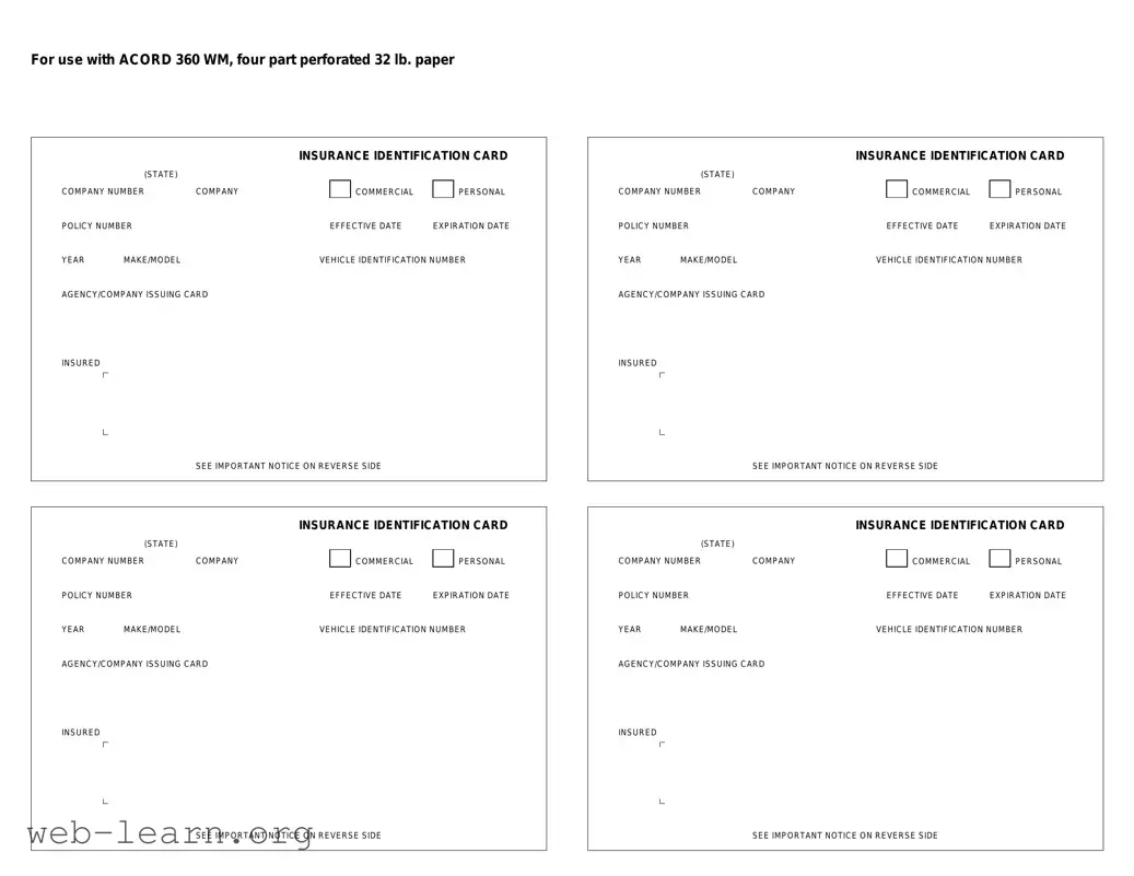 Blank Acord 50 WM Form