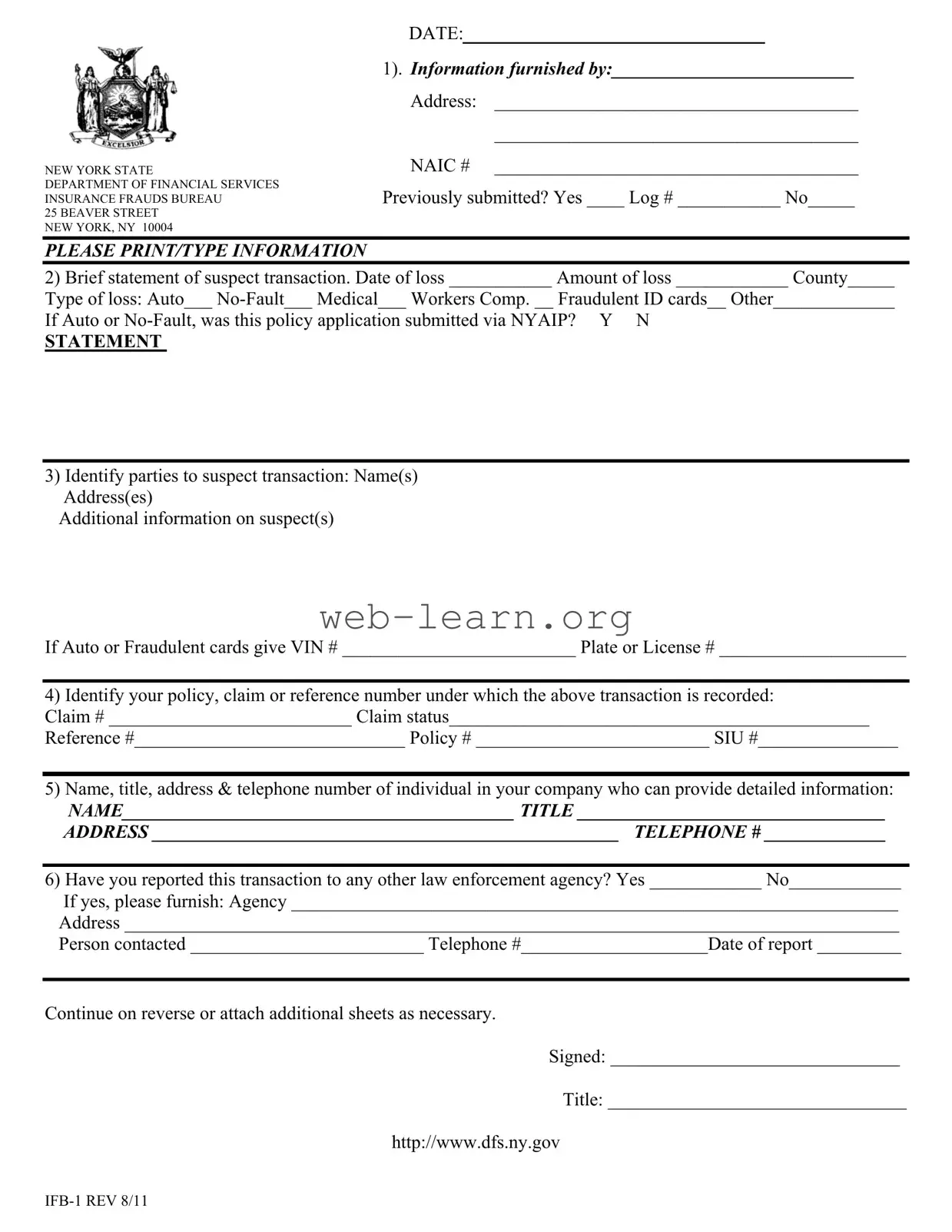 Blank New York Ifb 1 Form
