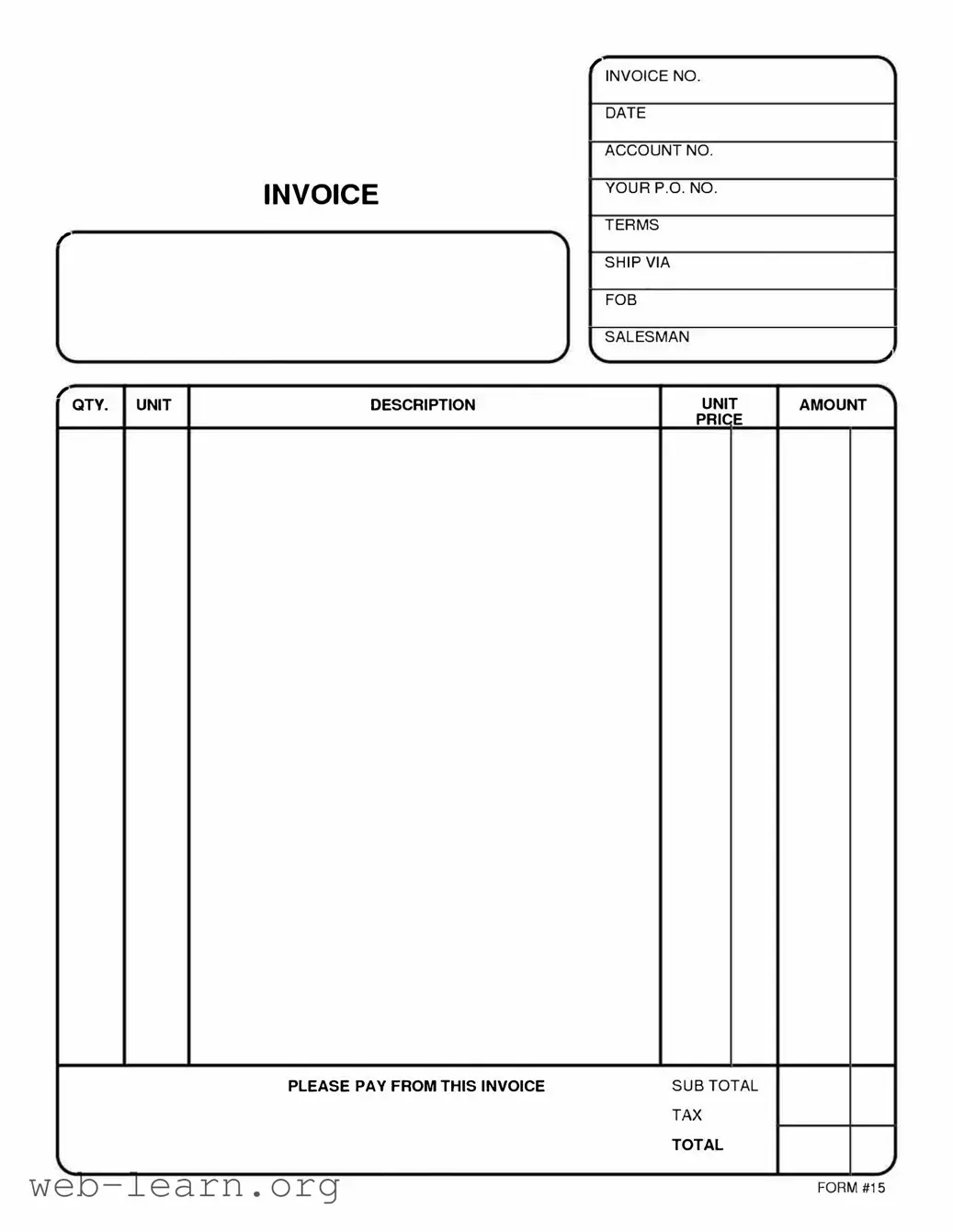 Blank Free And Invoice Pdf Form