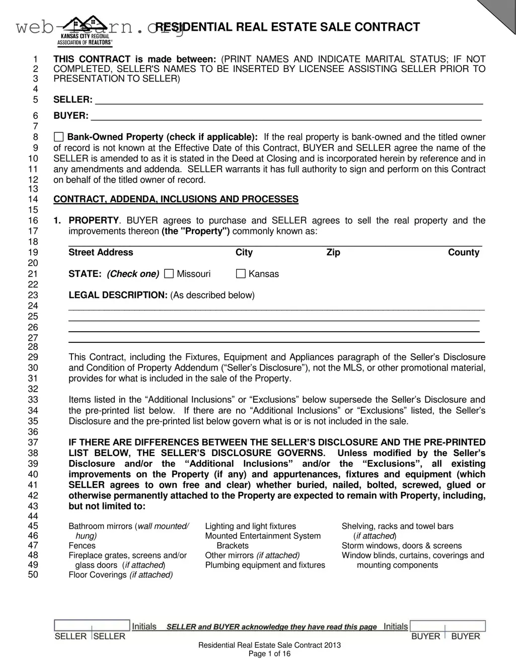 Blank Kansas Estate Contract Form