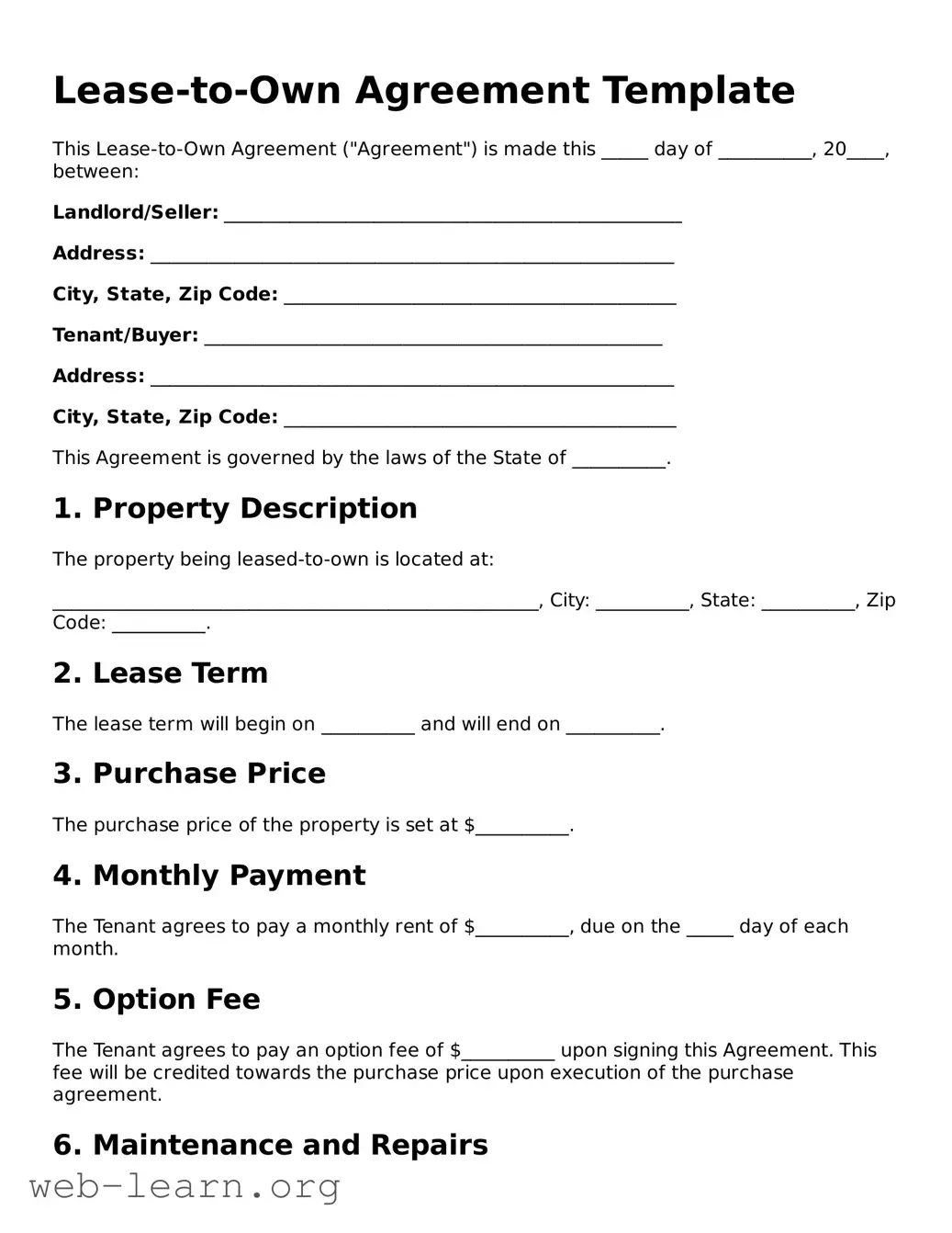 Attorney-Approved Lease-to-Own Agreement Template