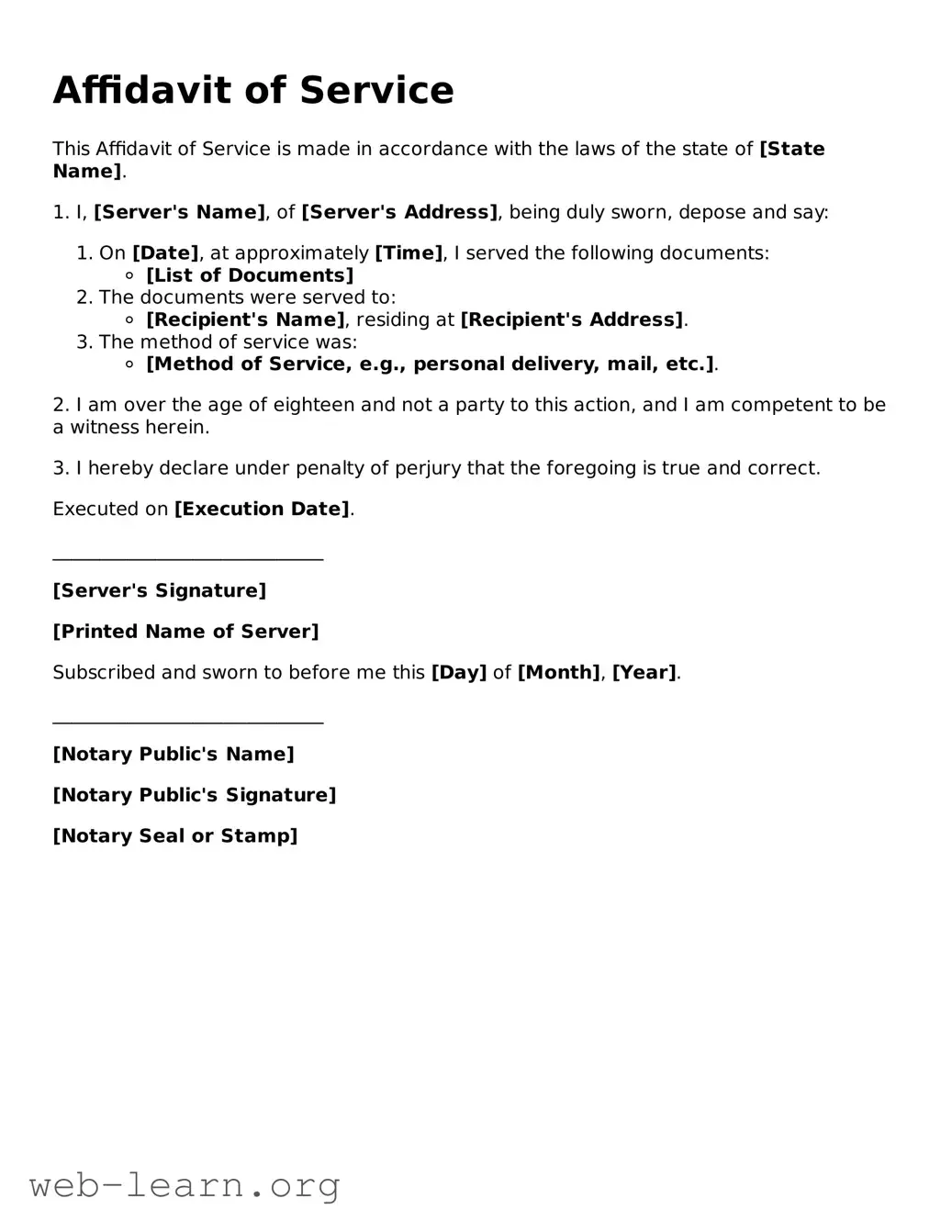 Attorney-Approved Affidavit of Service Template