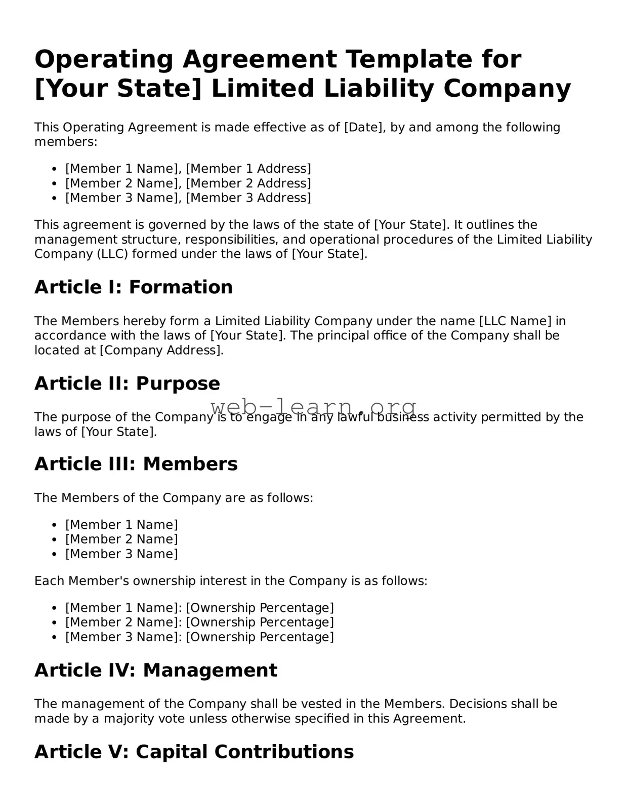 Attorney-Approved Operating Agreement Template