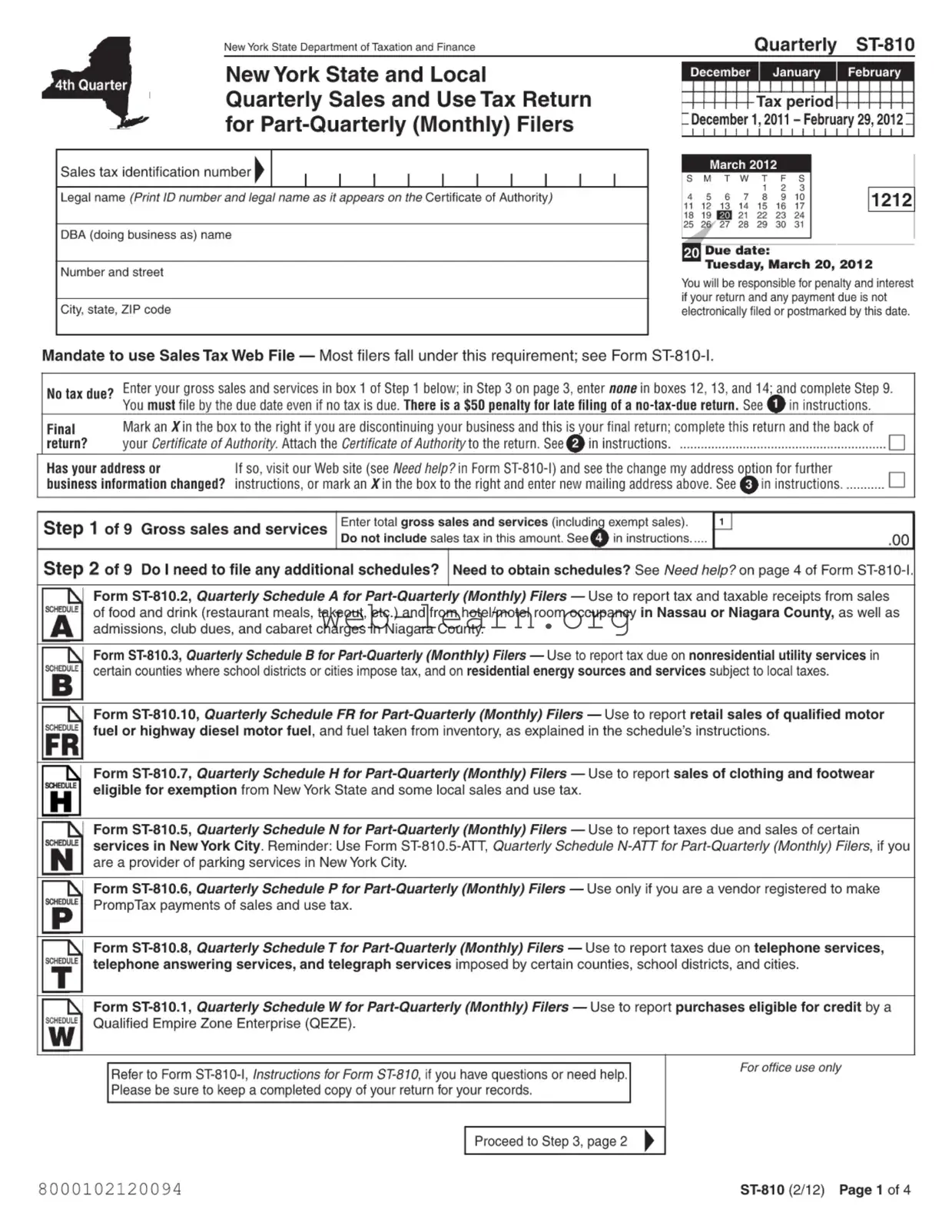 Blank New York 810 Form