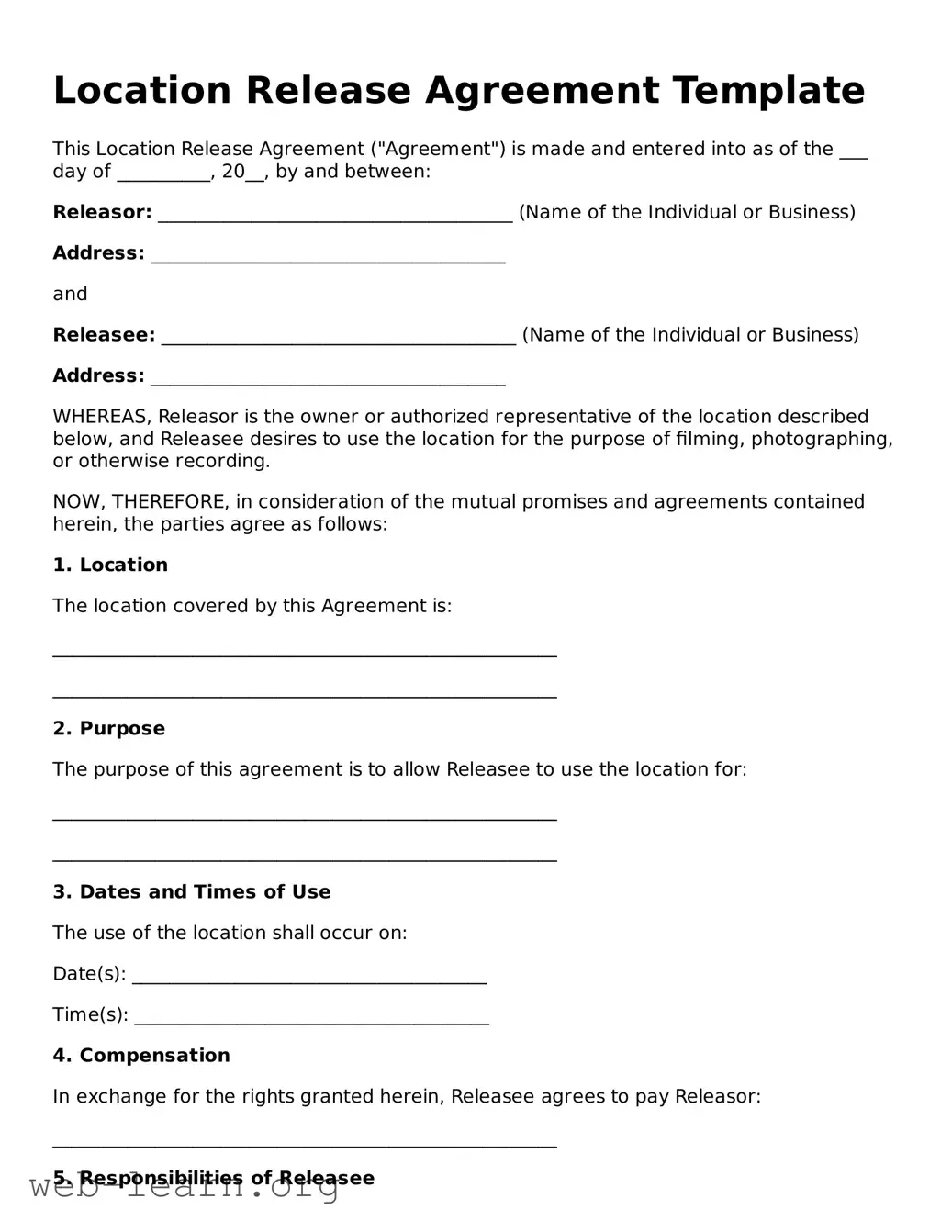 Attorney-Approved Location Release Template