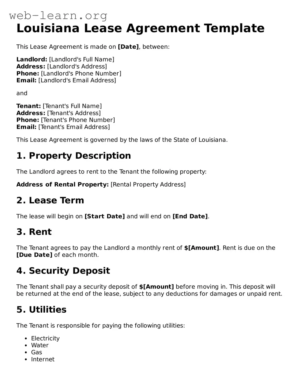 Attorney-Approved Lease Agreement Document for the State of Louisiana