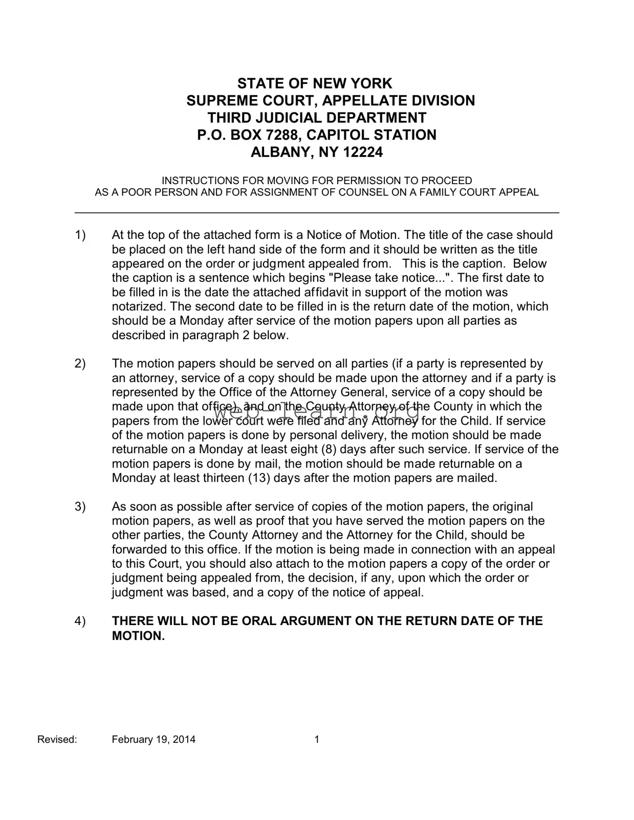 Blank New York Poor Person Form