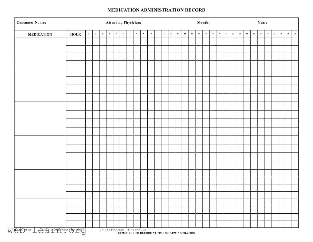 Blank Medication Administration Record Sheet Form