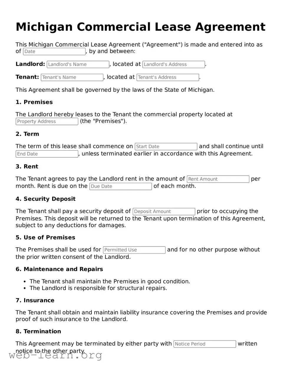 Attorney-Approved Commercial Lease Agreement Document for the State of Michigan