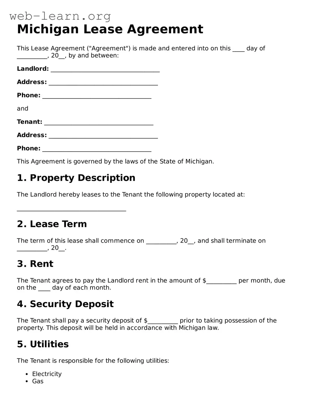 Attorney-Approved Lease Agreement Document for the State of Michigan