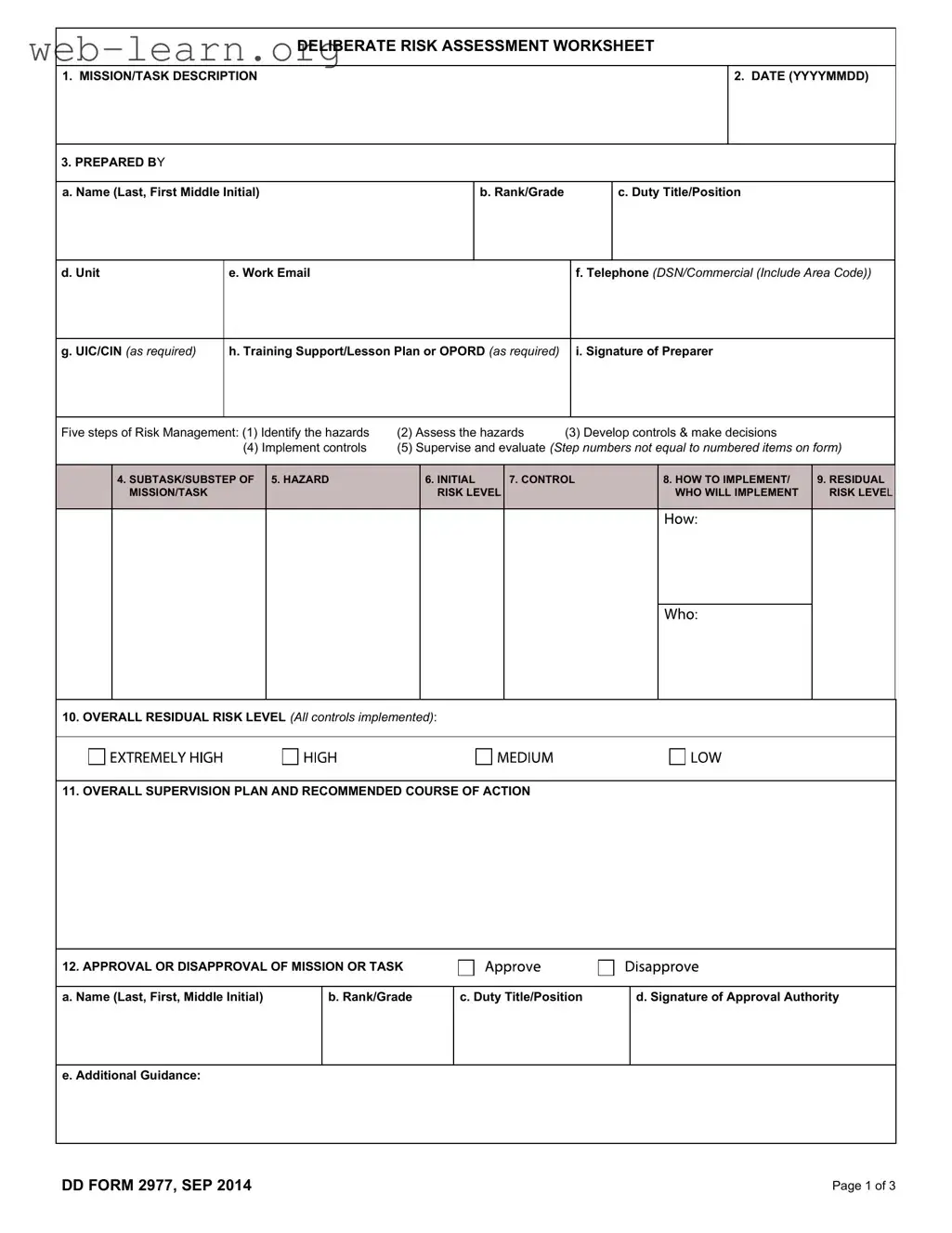 Blank Dd 2977 Form