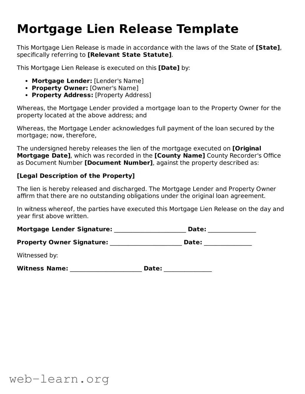 Attorney-Approved Mortgage Lien Release Template