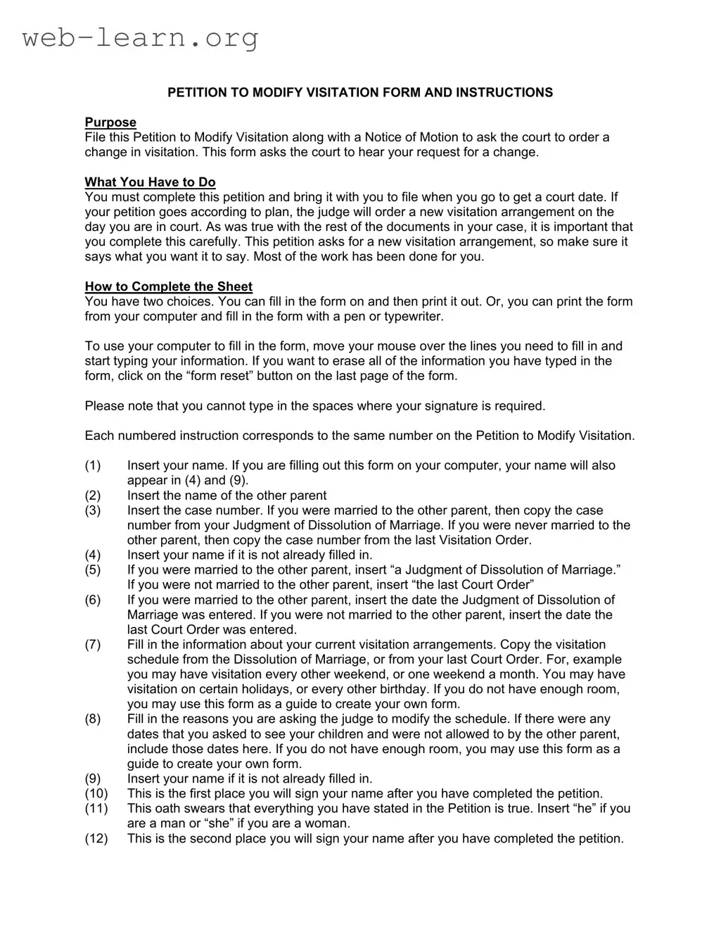 Blank Illinois Petition To Modify Form