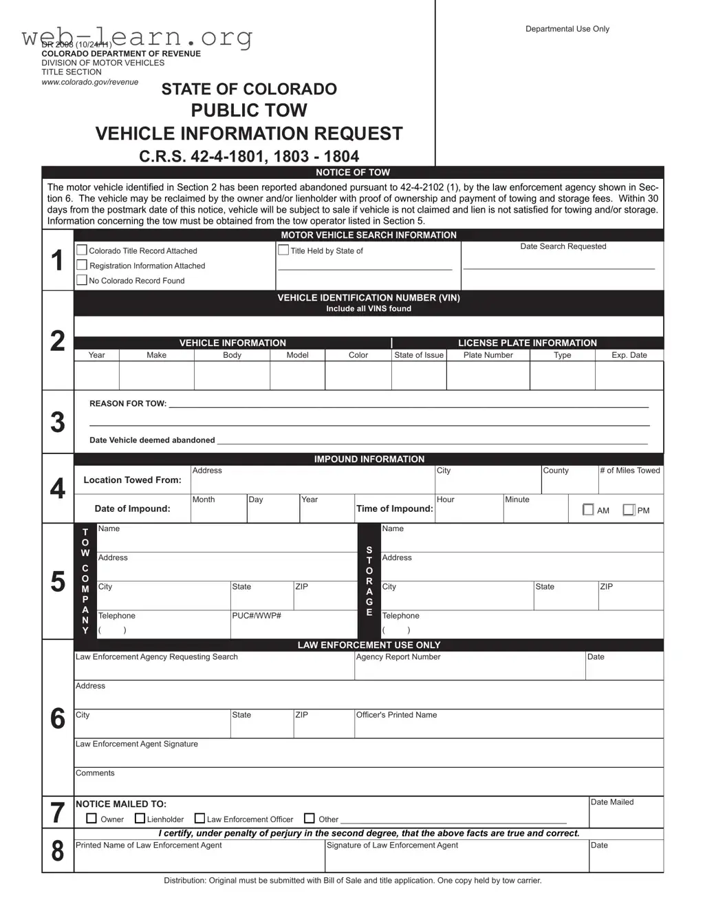 Blank Colorado Dr Form