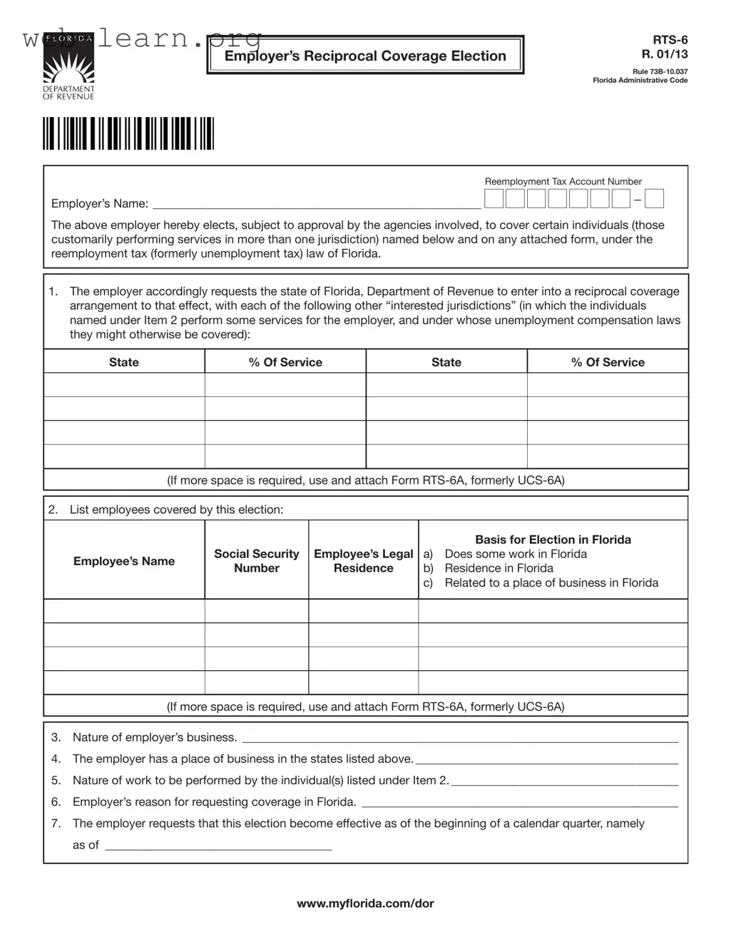 Blank Florida Rts 6 Form