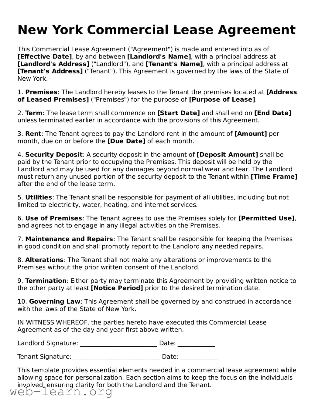 Attorney-Approved Commercial Lease Agreement Document for the State of New York