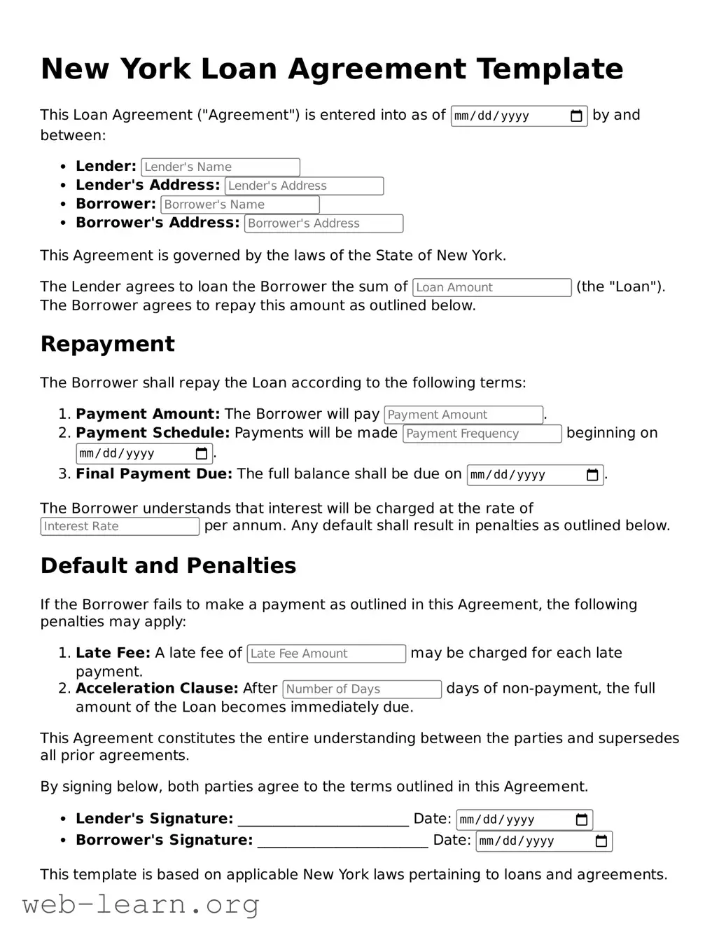 Attorney-Approved Loan Agreement Document for the State of New York