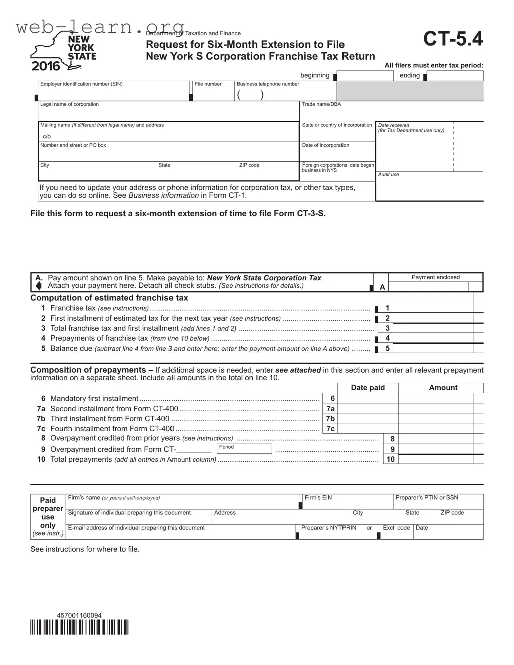 Blank Ct 5 4 Form