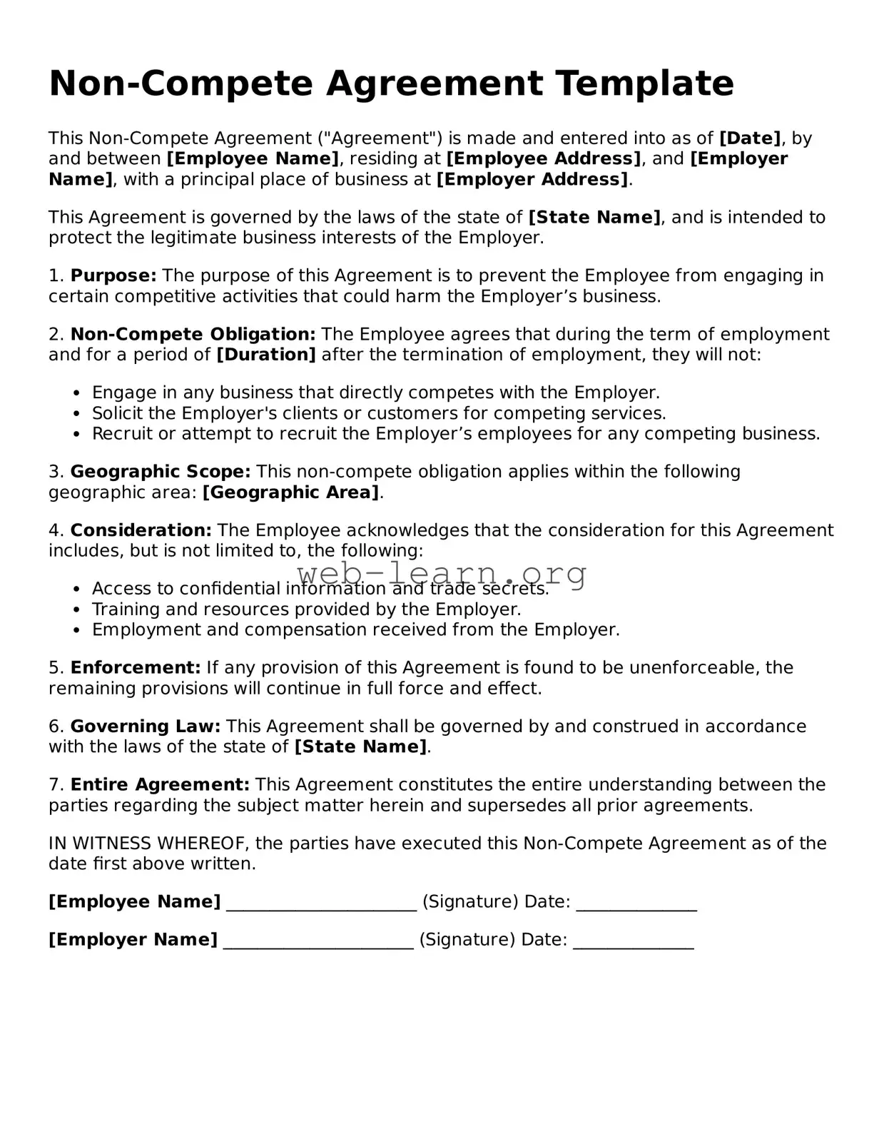 Attorney-Approved Non-compete Agreement Template