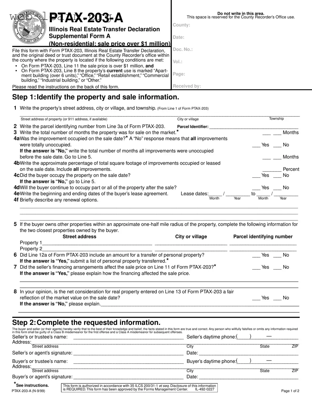Blank Illinois Ptax 203 A Form