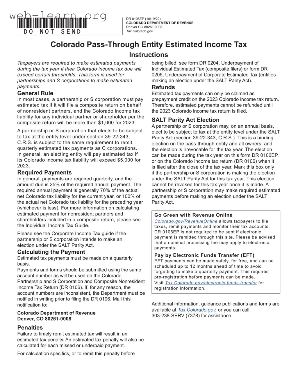 Blank Colorado Dr 0106Ep Form