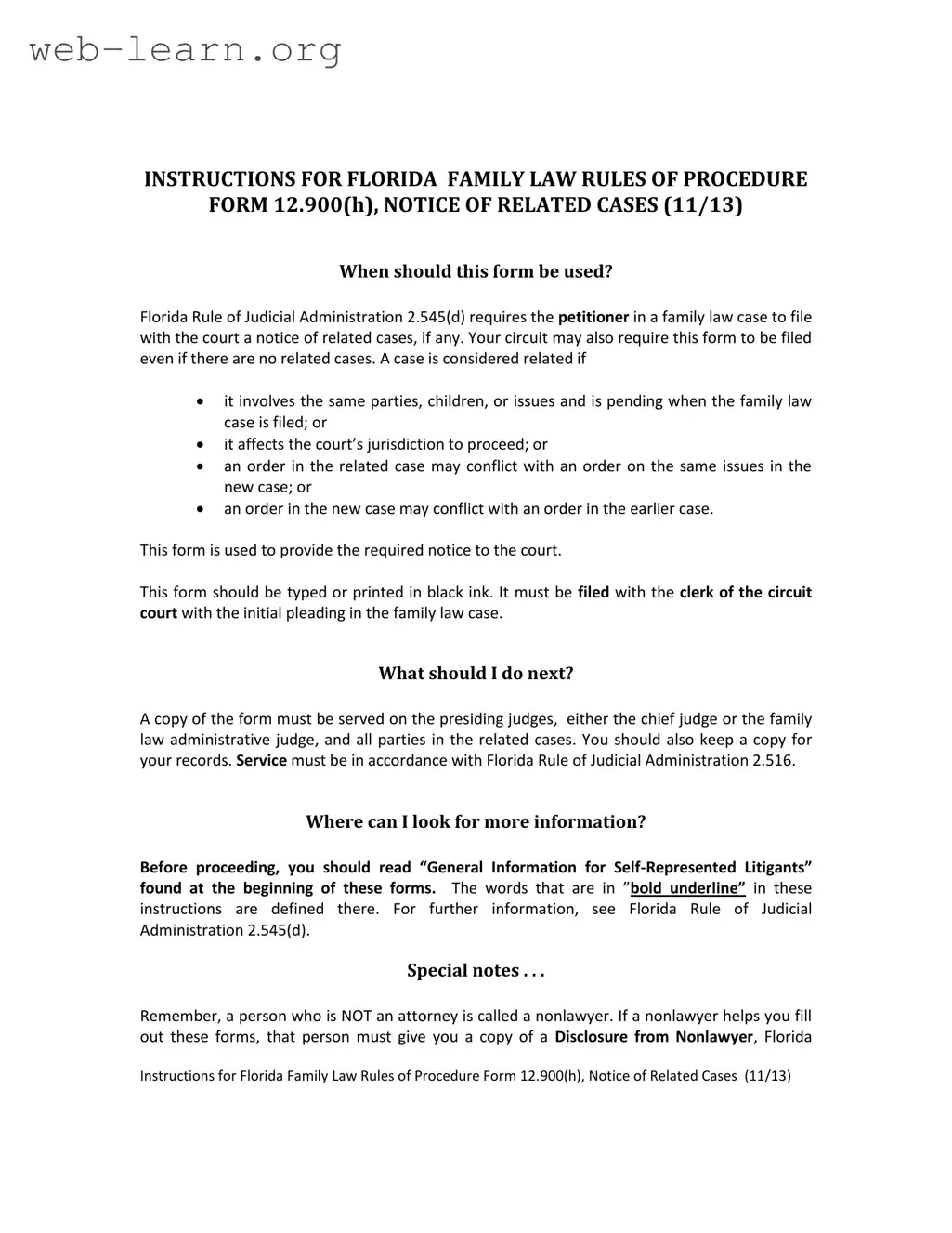 Blank Florida Procedure Form