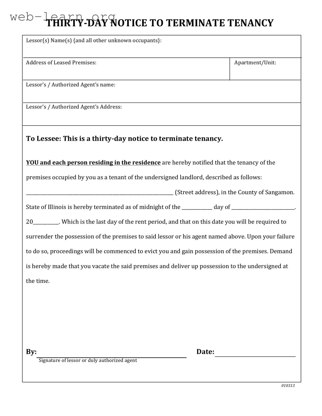Blank Illinois Vacate Form