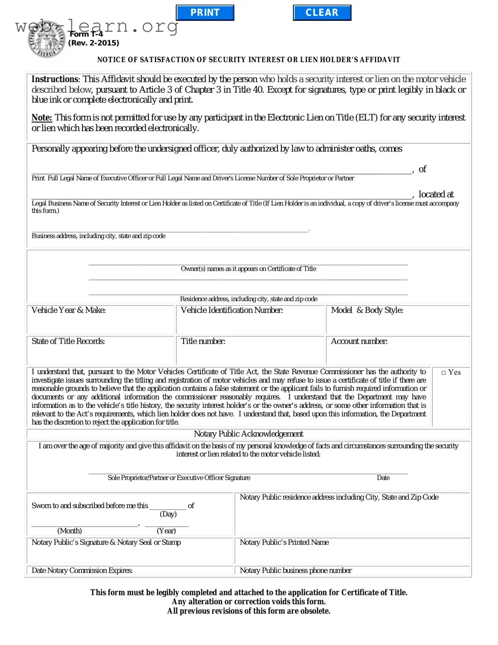 Blank Georgia T4 Form