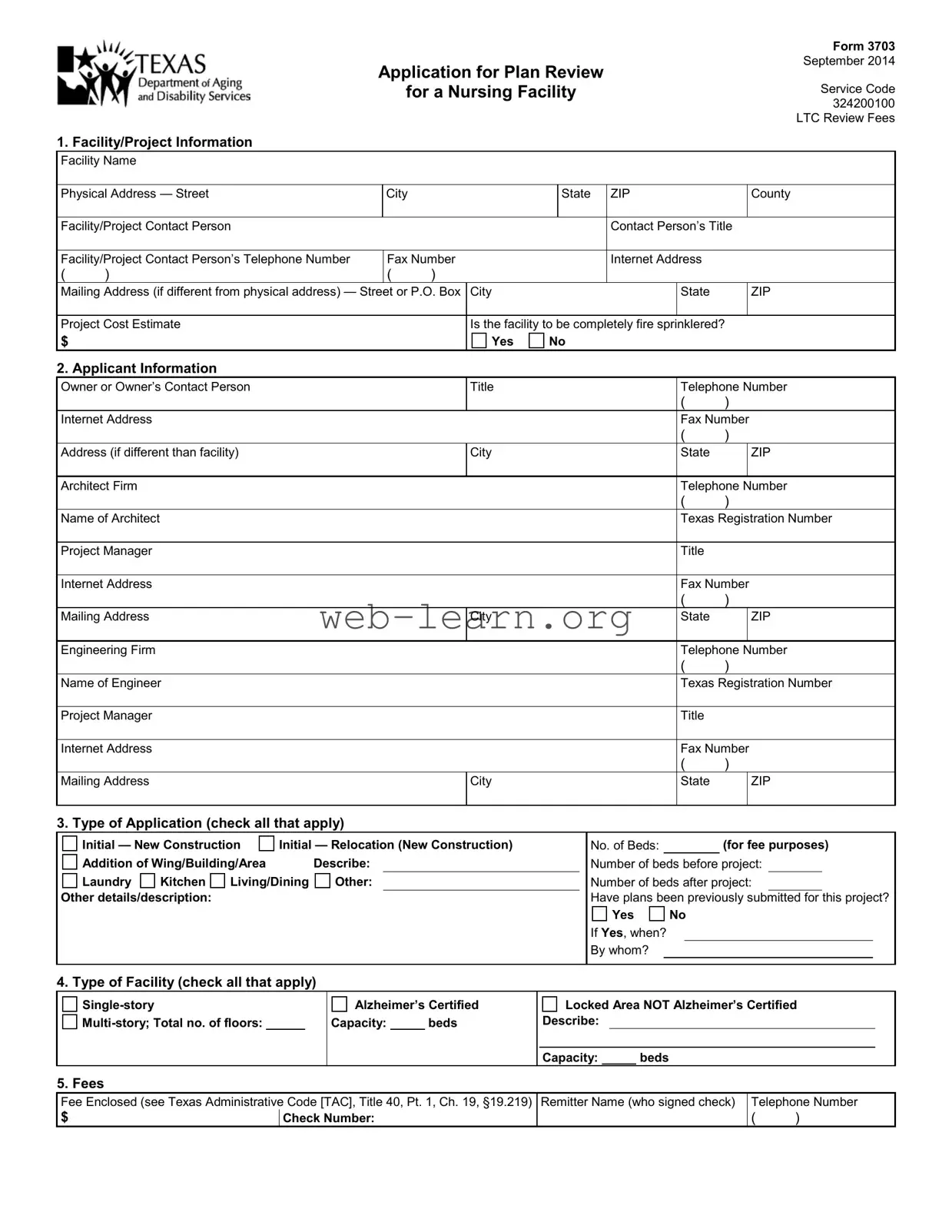 Blank Texas 3703 Form