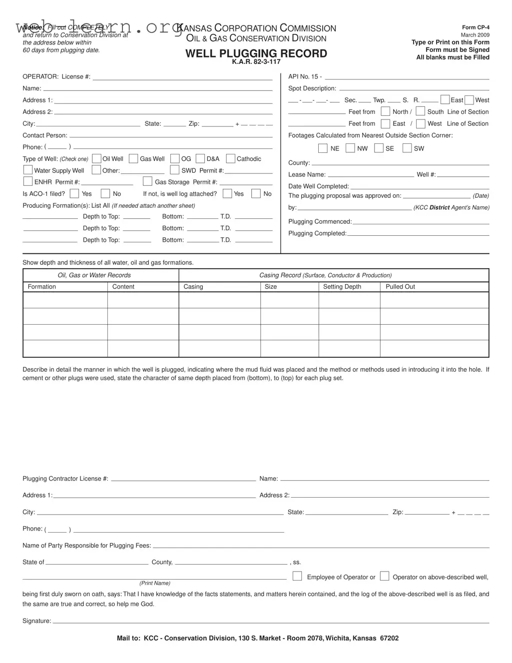 Blank Kansas Cp 4 Form